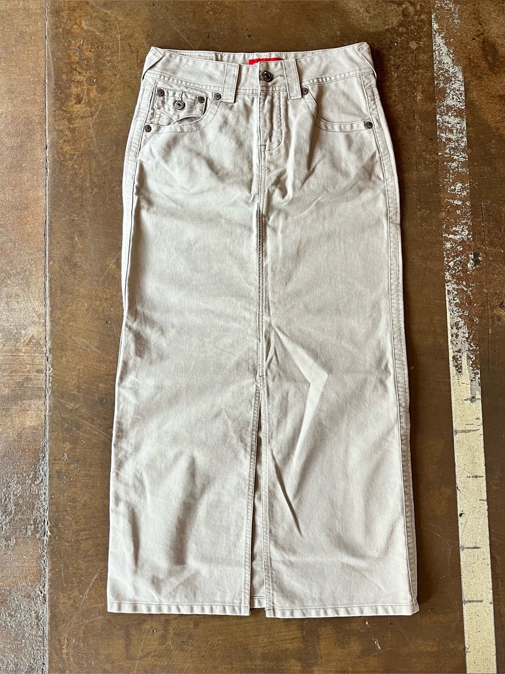 Unionbay Maxi Length Khaki Low Rise Flat Front Skirt Y2K Modest 90s Academia 3